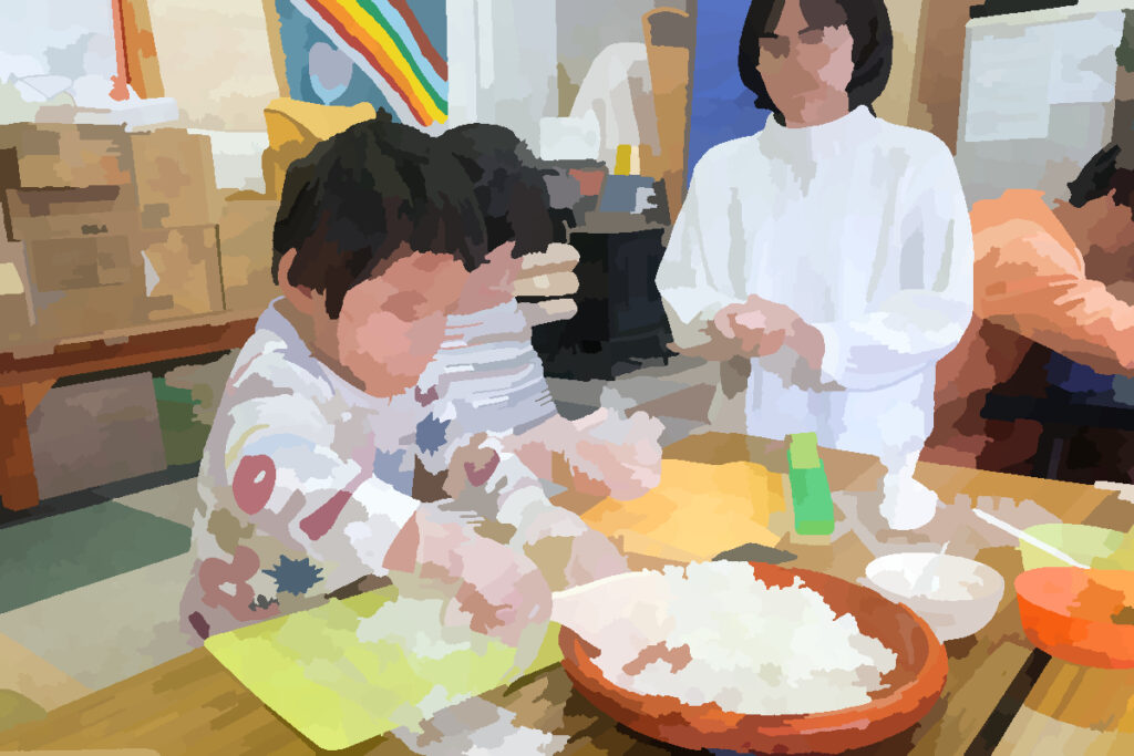 おにぎりにぎっています